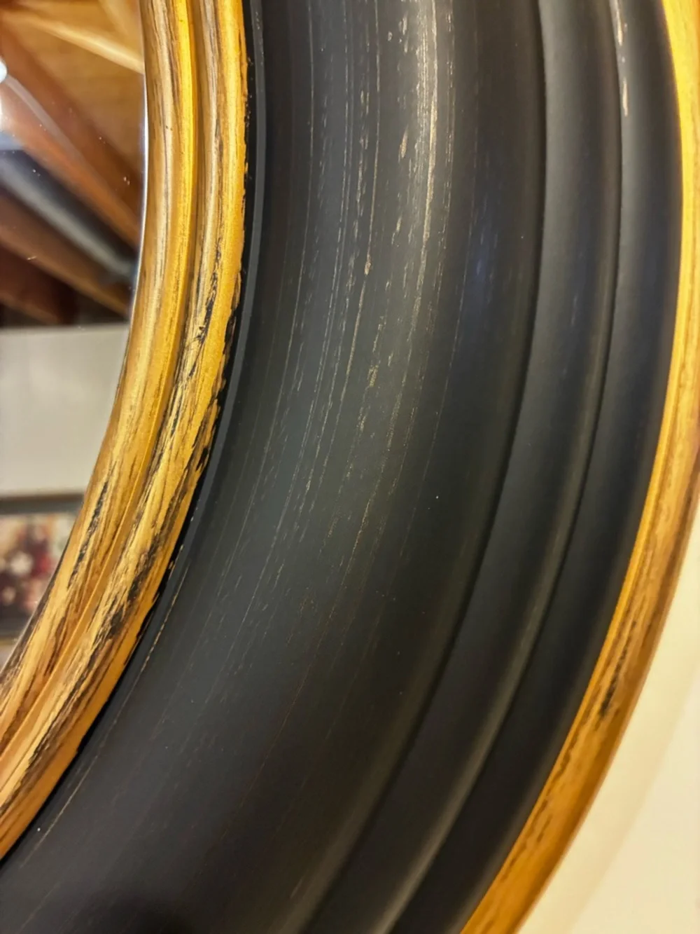 Round Black and Gold Accent Wall Mirror - Unbranded